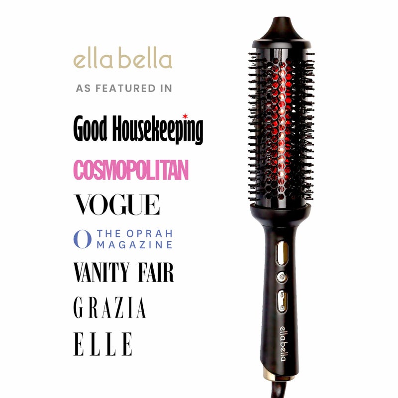 ELLA BELLAÂ® Heated Round Thermal Blowout Brush w Infrared â€¢ Negative ION Hot Hair Brush â€¢ Volumizer Styler & Curler in 1 â€¢ Fast HeatUp â€¢ Dual Voltage International Use â€¢ Swivel Cord, Auto ShutOff - Image 3