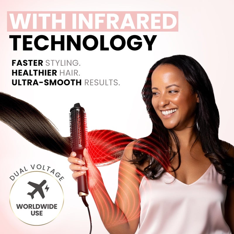 ELLA BELLAÂ® Heated Round Thermal Blowout Brush w Infrared â€¢ Negative ION Hot Hair Brush â€¢ Volumizer Styler & Curler in 1 â€¢ Fast HeatUp â€¢ Dual Voltage International Use â€¢ Swivel Cord, Auto ShutOff - Image 5