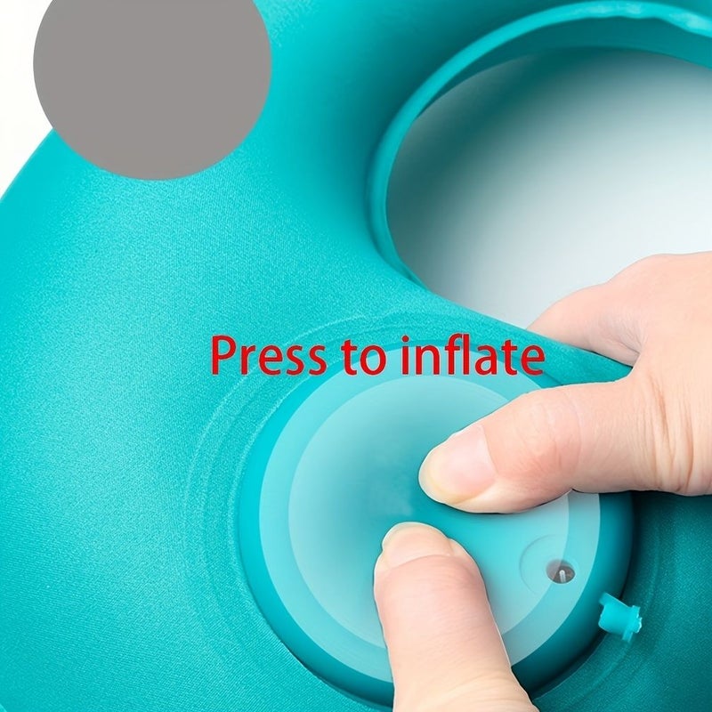 Green Automatic Inflatable U Shaped Neck Pillow For Plane Train Travel - Image 1