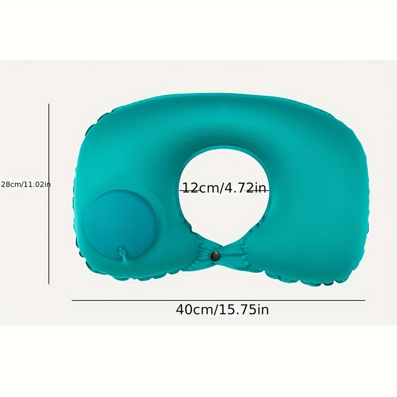 Green Automatic Inflatable U Shaped Neck Pillow For Plane Train Travel - Image 3
