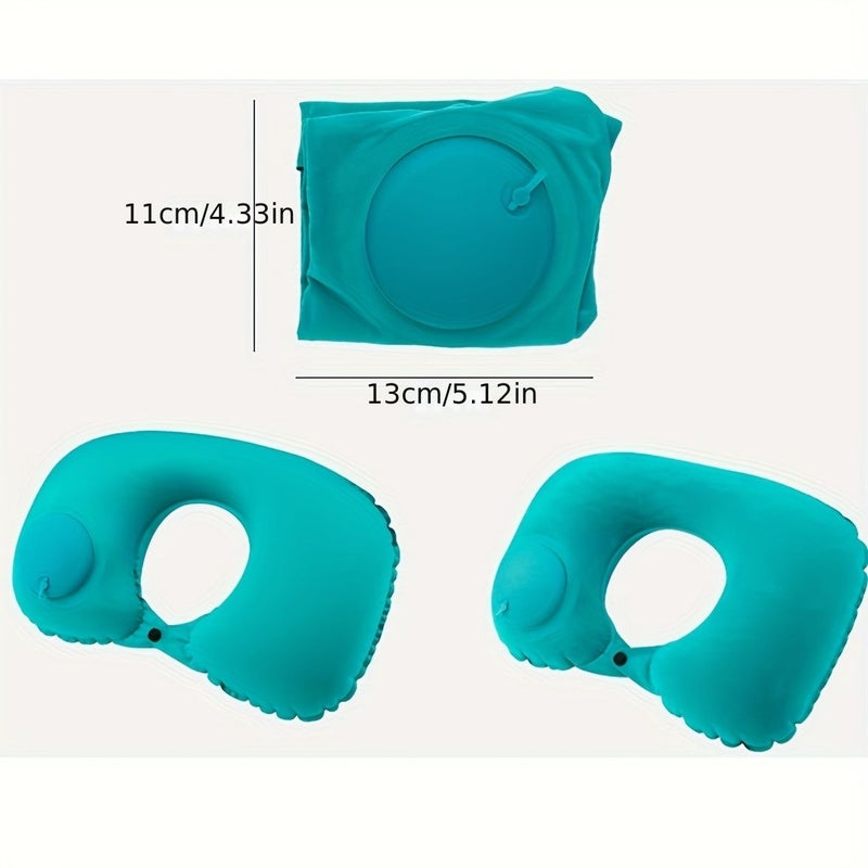 Green Automatic Inflatable U Shaped Neck Pillow For Plane Train Travel - Image 4