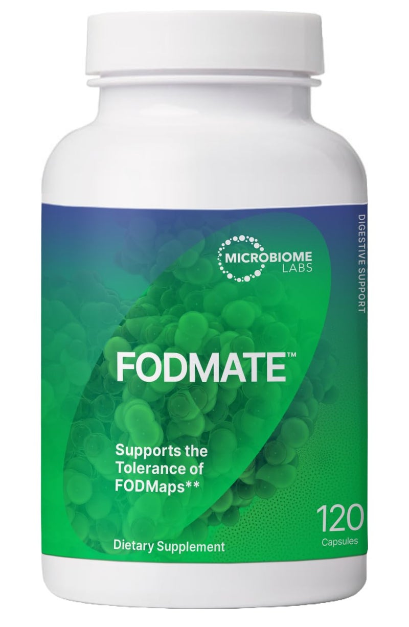 إنزيمات الهضم FODMATE من مختبرات الميكروبيوم للنساء والرجال دعم الهضم لبروتوكولات منخفضة FODMAP الانتفاخ العرضي الغاز تخفيف المعدة 120 كبسولة