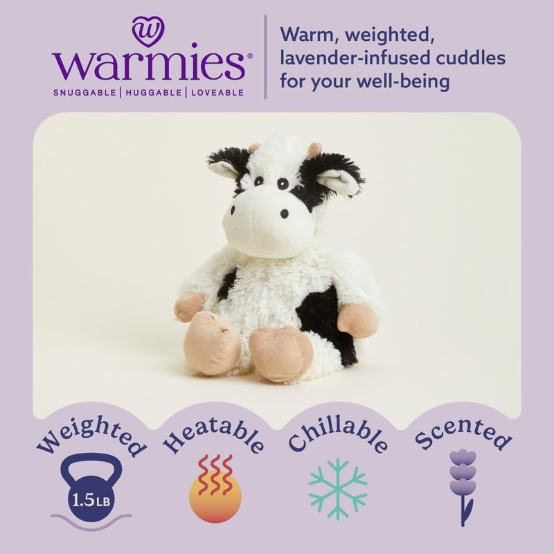 warmies Microwavable & Weighted Stuffed Animals, Black & White Cow - Heated Stuffed Animal Plushie for Warmth & Comfort - Cute Soft Plush Toys for Boys, Girls, Babies & Toddlers - Image 2