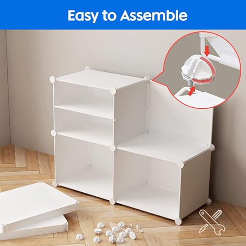 ELINDOR Plastic Rack for Storage, Foldable Wardrobe for Clothes, Collapsible Wardrobe, Wrdrobe Clothes Organizer, Clothes Storage Wardrobe, Cupboard for Clothes Plastic (White, 12-shelf-6-door) - Image 4