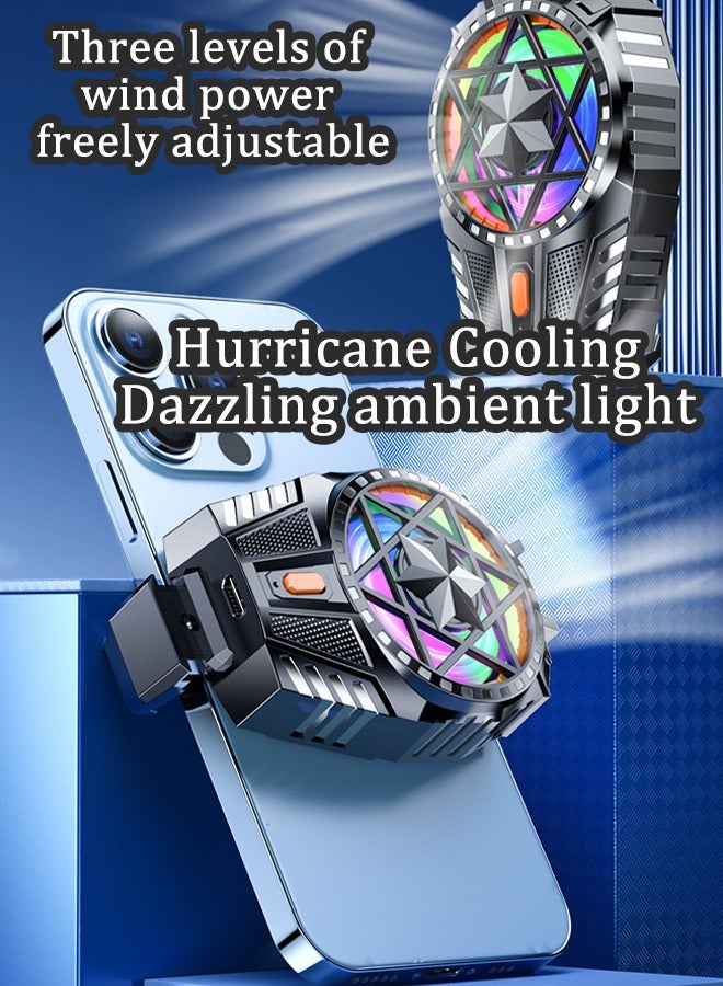 Phone Cooler with Dazzle Light High Speed Fan Noiseless Mobile Cooling Fan Cellphone Radiator for Mobile iPhone/Android Smartphone for Tiktok Playing Games  - Image 4