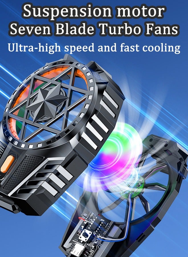 Phone Cooler with Dazzle Light High Speed Fan Noiseless Mobile Cooling Fan Cellphone Radiator for Mobile iPhone/Android Smartphone for Tiktok Playing Games  - Image 2