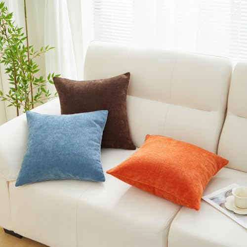 Sunday Praise Dark Brown Throw Pillow Covers 18x18 Inch Set of 2 Soft Cozy Chenille Decorative Square Pillow Cases Farmhouse Accent Solid Cushion Covers for Couch Sofa Chair Bed Home Décor - Image 5