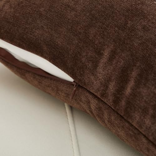 Sunday Praise Dark Brown Throw Pillow Covers 18x18 Inch Set of 2 Soft Cozy Chenille Decorative Square Pillow Cases Farmhouse Accent Solid Cushion Covers for Couch Sofa Chair Bed Home Décor - Image 4