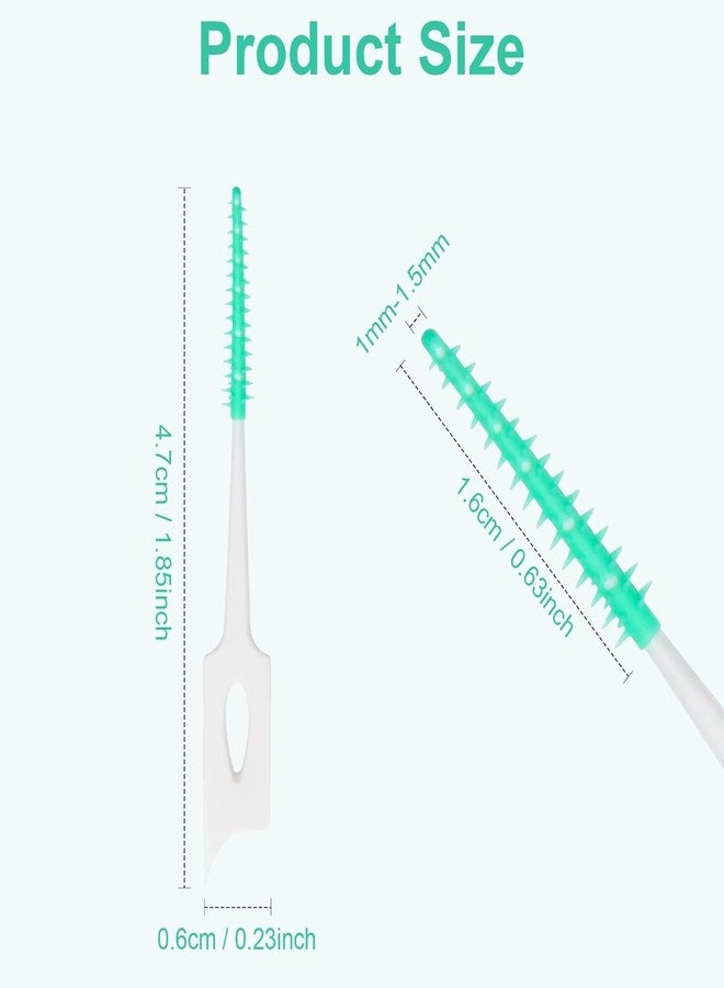 TRYV 40 PCS Dental Floss Picks | Soft Silicone Interdental Toothbrush for Teeth Cleaning | Gum Care Toothpick Brush | Plaque Remover Oral Hygiene Tool (Green) - Image 4