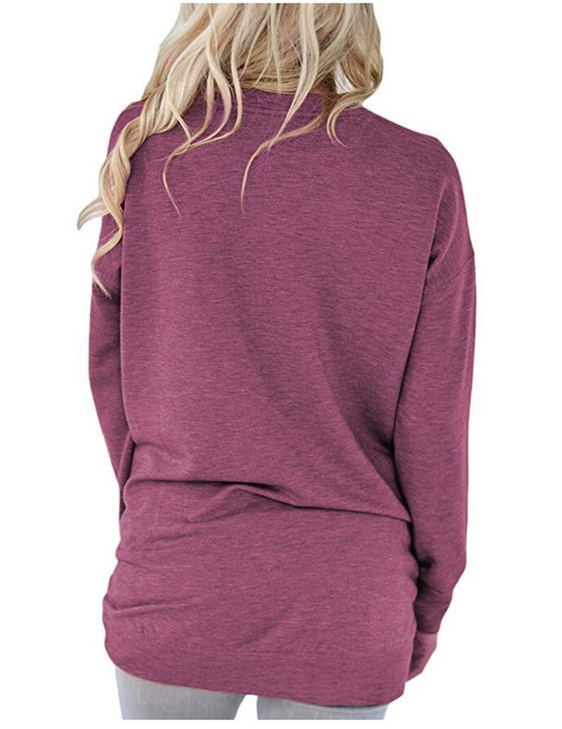 onlypuff Loose Fit TShirt Blouse for Women Basic Tops Batwing Sleeves with Pockets Solid Color VioletBlue, XX-Large - Image 4