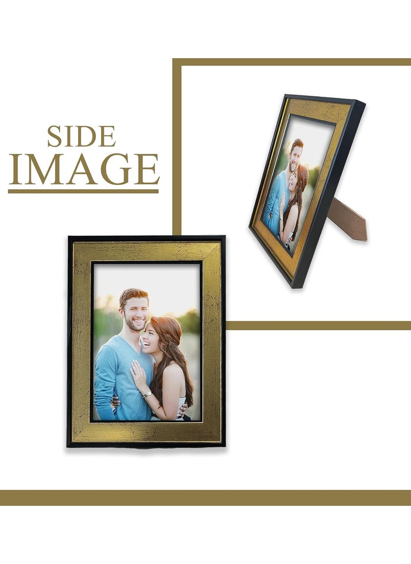 Art Street - Art Street Premium 3D Table Top Photo Frame, Wooden Picture Frames For Home Décor, Office Desk, Bedroom & Living Room (Black-Gold, Size 6x8 inch) - Image 1