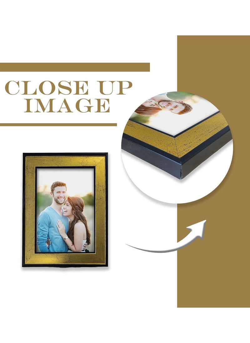 Art Street - Art Street Premium 3D Table Top Photo Frame, Wooden Picture Frames For Home Décor, Office Desk, Bedroom & Living Room (Black-Gold, Size 6x8 inch) - Image 1