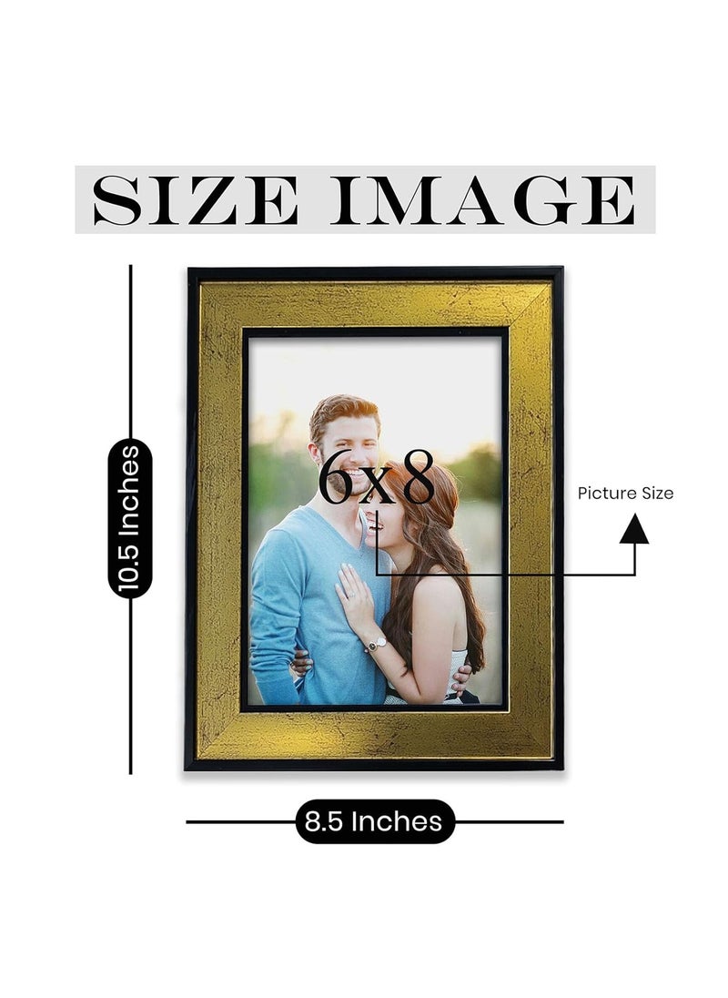 Art Street - Art Street Premium 3D Table Top Photo Frame, Wooden Picture Frames For Home Décor, Office Desk, Bedroom & Living Room (Black-Gold, Size 6x8 inch) - Image 1