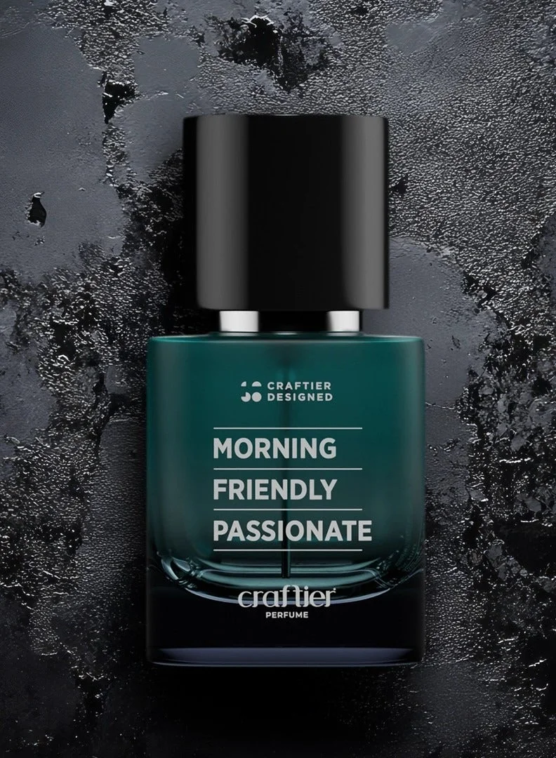 Craftier Perfume Morning Friendly Passionate Craftier Designed MORNING FRIENDLY PASSIONATE Eau De Parfum For Men - 50ml, Long Lasting Aquatic Fresh Perfume, Longevity Upto 24 Hours, Premium Men's Fragrance For Summer for Men | Best Price UAE