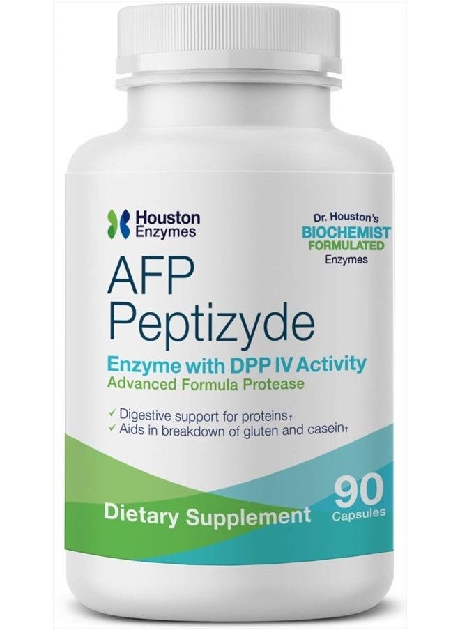 Houston Enzymes - – AFP Peptizyde – 90 Capsules – Professionally Formulated Enzyme Combination with DPP IV Activity – Supports Protein Digestion – Increases Breakdown of Casein & Gluten Proteins - Image 1
