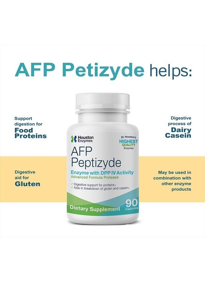 Houston Enzymes - – AFP Peptizyde – 90 Capsules – Professionally Formulated Enzyme Combination with DPP IV Activity – Supports Protein Digestion – Increases Breakdown of Casein & Gluten Proteins - Image 1