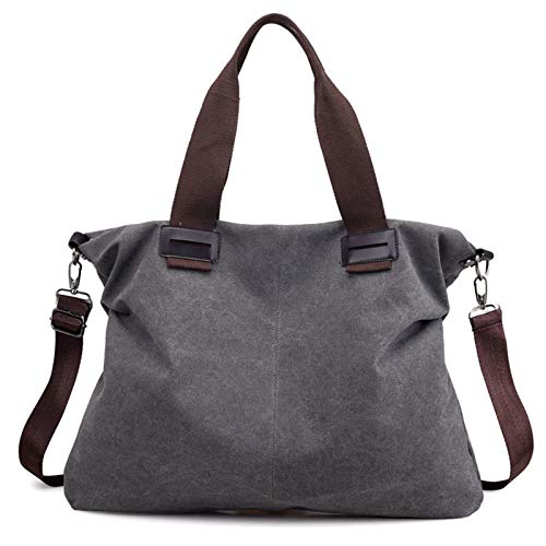 Sunshinejing Women Canvas Purse Tote Bag Shoulder Work Hobo Crossbody Everyday Bag Satchel (Classic Grey) - Image 1