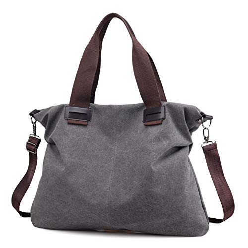 Sunshinejing Women Canvas Purse Tote Bag Shoulder Work Hobo Crossbody Everyday Bag Satchel (Classic Grey) - Image 5