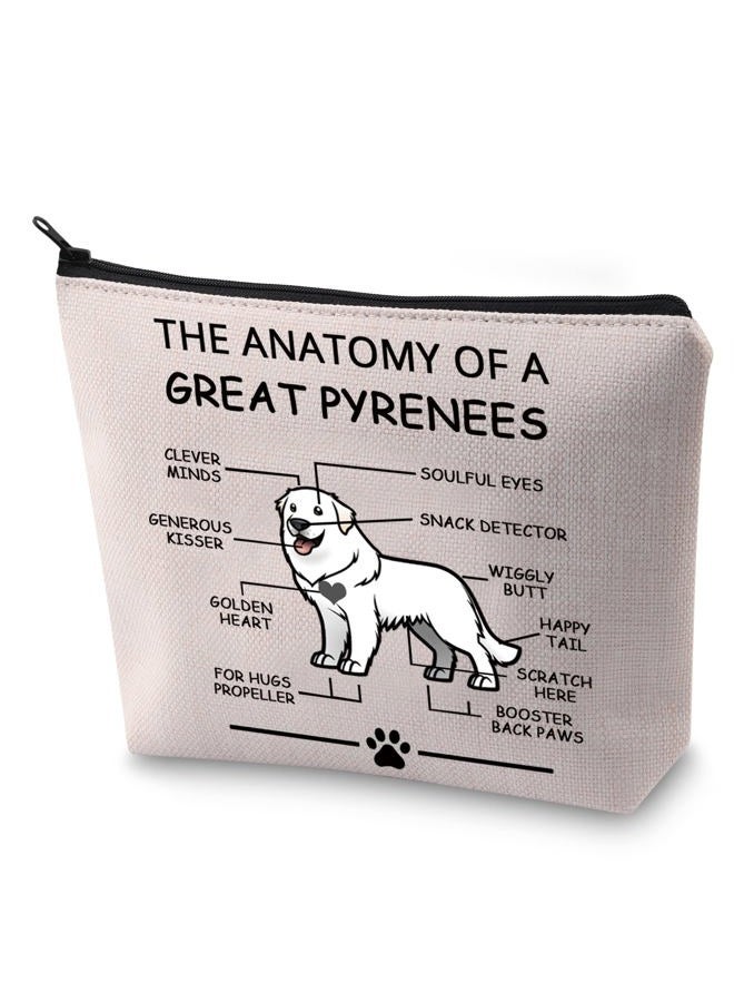 LEVLO Funny Great Pyrenees Lovers Gifts The Anatomy of A Great Pyrenees Cosmetic Bags Pyrenean Mountain Dog Veterinary Mom Travel Toiletry Bags (Great Pyrenees) - Image 1