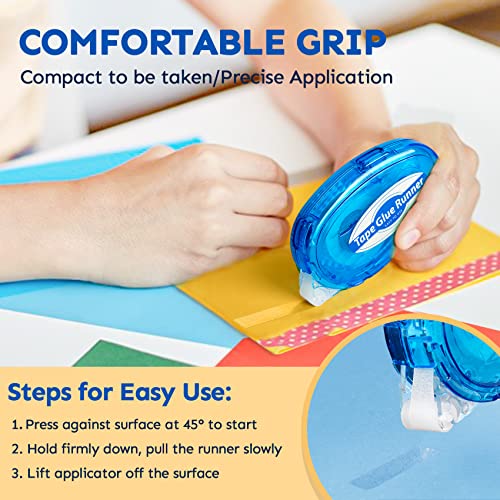 TMOL 12 Pack Double Sided Tape Roller, 8mm x 315 Inch Permanent Adhesive Scrapbook Tape Dispenser Runner, Glue Tape Roller for Scrapbooking, Crafts and Arts Projects, Photo-Safe, Smooth & Clean - Image 5