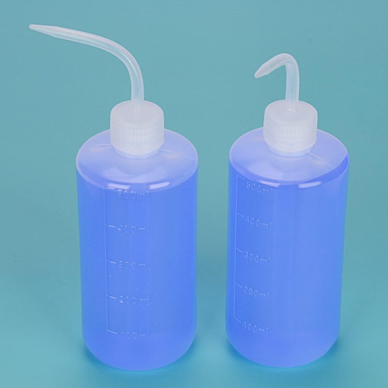 FunChem Chemical Wash Bottle, 2-Pack Plastic Lab Squeeze Washing Bottle with Clear Graduations, LDPE, Narrow Mouth (500 mL) Simple multi-feature universal build - Image 2