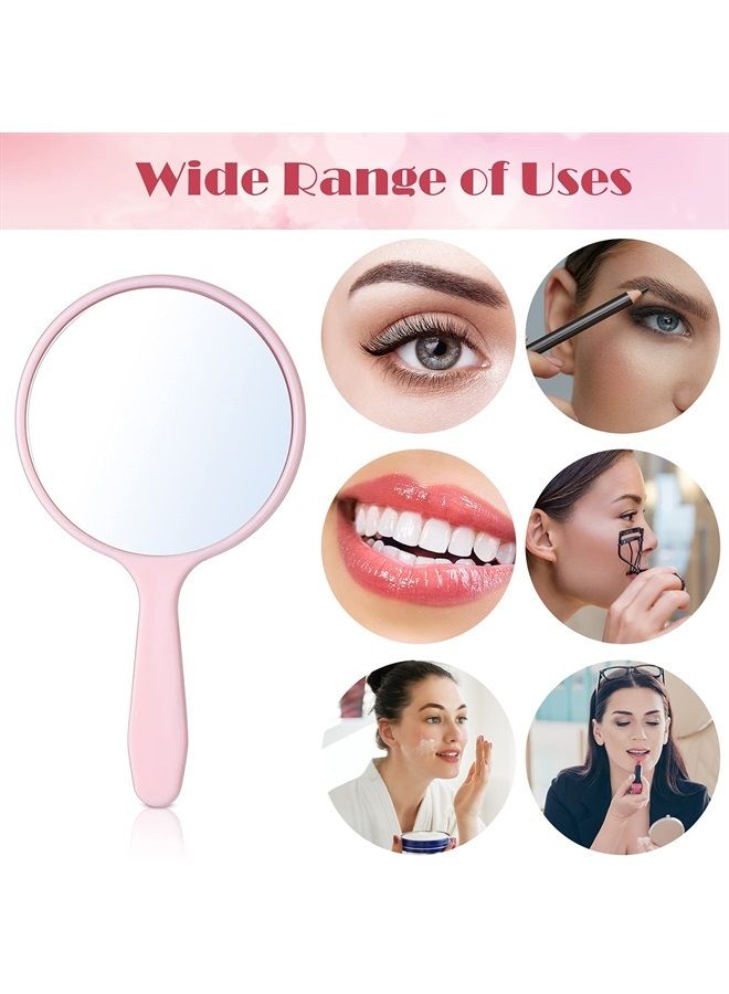 25 قطعة مرآة محمولة مع مقبض بكميات كبيرة، 3.94" طول x 2.17" عرض، مرآة دائرية صغيرة محمولة للسفر للأطفال، المكياج، الفصول الدراسية، التخييم، الاستخدام اليومي (أبيض، وردي، أسود، أزرق، أخضر)