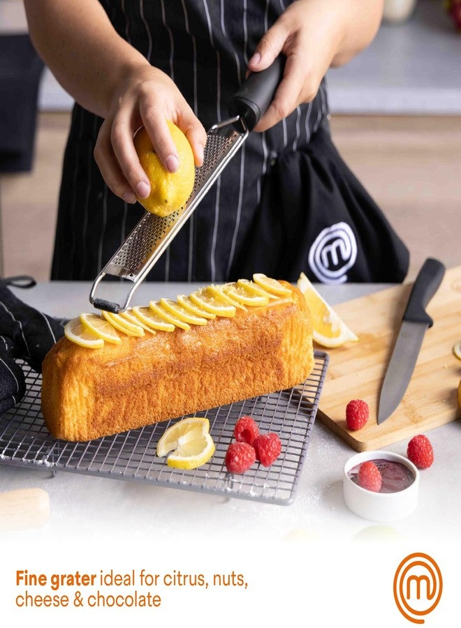 MasterChef Zester Grater with Handle, Kitchen Tool for Zesting Citrus Fruits & Finely Grating Parmesan Cheese, Garlic, Ginger, Coconut, Nutmeg, Wasabi, Chocolate etc, Stainless Steel - Image 2