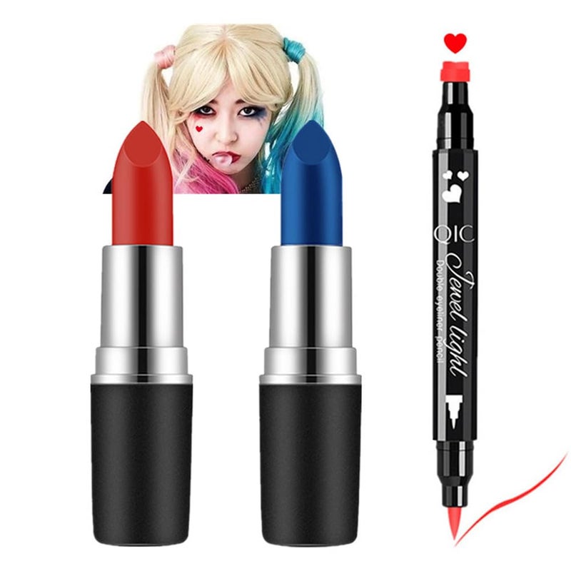 Mysense طقم طلاء الوجه من ميسنس لعيد الهالوين، مكياج تنكر للحفلات للنساء والفتيات والأطفال، كريم طلاء الوجه والجسم القابل للمزج، أقلام كحل سائلة حمراء، مجموعة ملحقات طوابع القلم - Image 1