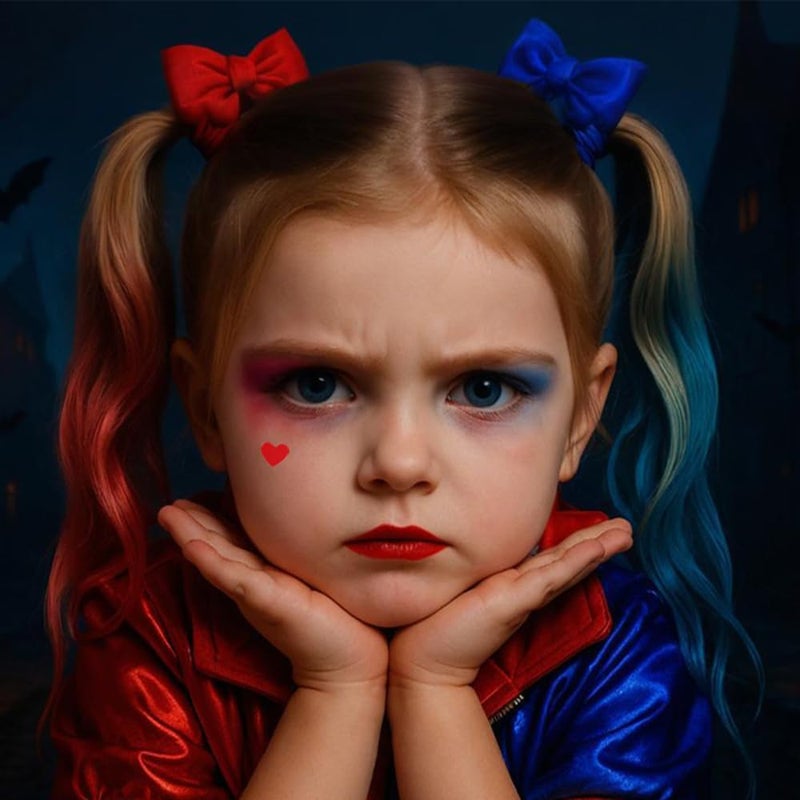 Mysense طقم طلاء الوجه من ميسنس لعيد الهالوين، مكياج تنكر للحفلات للنساء والفتيات والأطفال، كريم طلاء الوجه والجسم القابل للمزج، أقلام كحل سائلة حمراء، مجموعة ملحقات طوابع القلم - Image 4