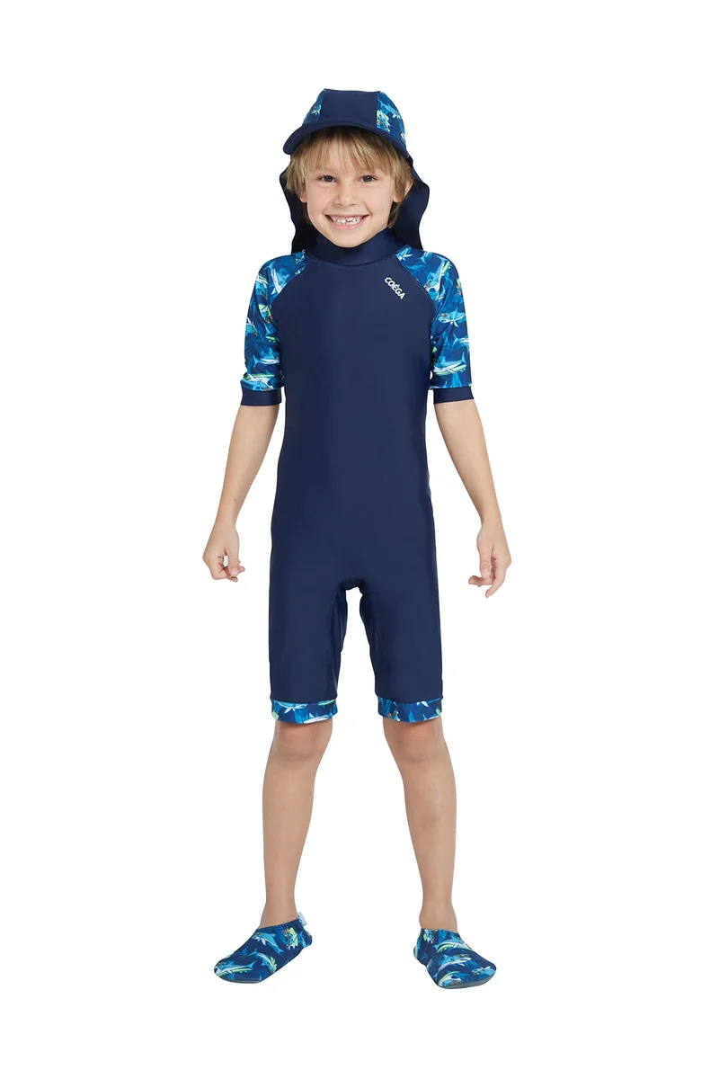 COEGA SUNWEAR COEGA Boys Kids One-piece Swimsuit - Navy Sharks