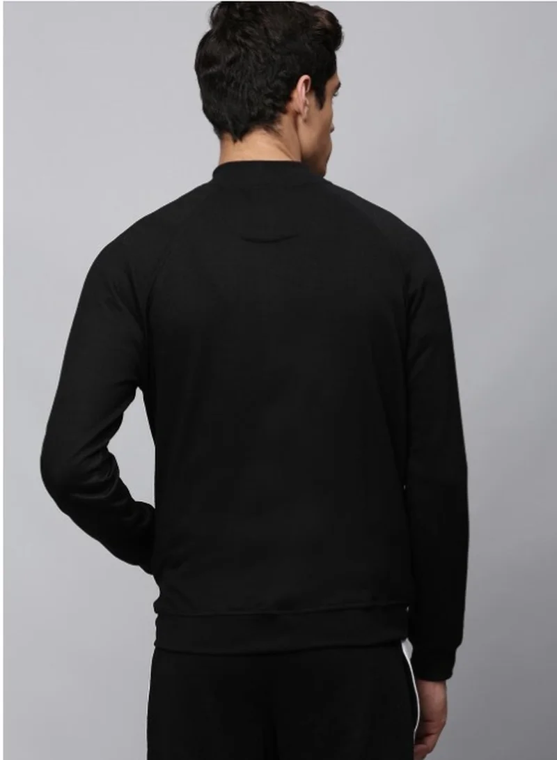 Dennis Lingo Regular Fit Black Sweatshirt for Men - Polycotton, Solid, Rib Collar, Full Sleeves, Knitted Fabric