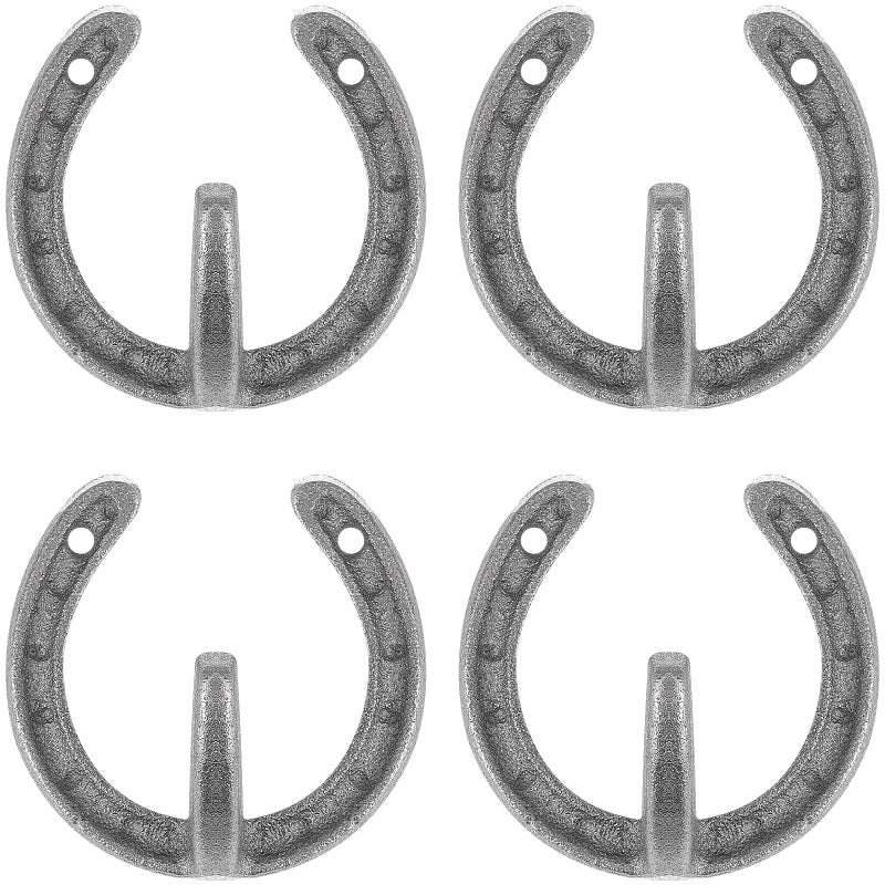 Yardwe 4Pcs Cast Iron Wall Hooks Horseshoe Hooks Vintage Wall Hooks Heavy Duty Clothes Hanger Decorative Hooks for Hanging Coat Hat Key Towel