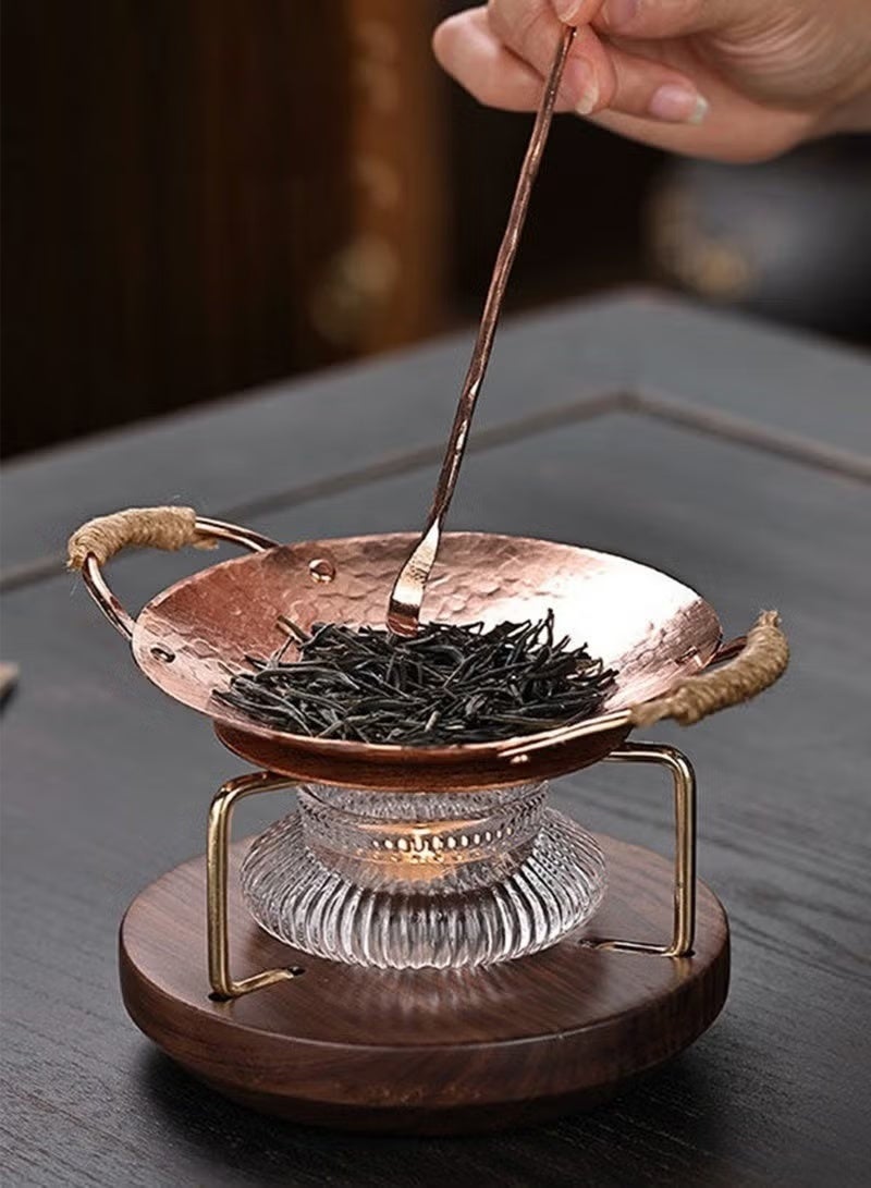 Walnut Wood Candle Teapot Warmer Base with Metal Holder, Constant Temperature Tea Heater for Glass Teapot & Dallah, Home & Majlis Decor - Image 2