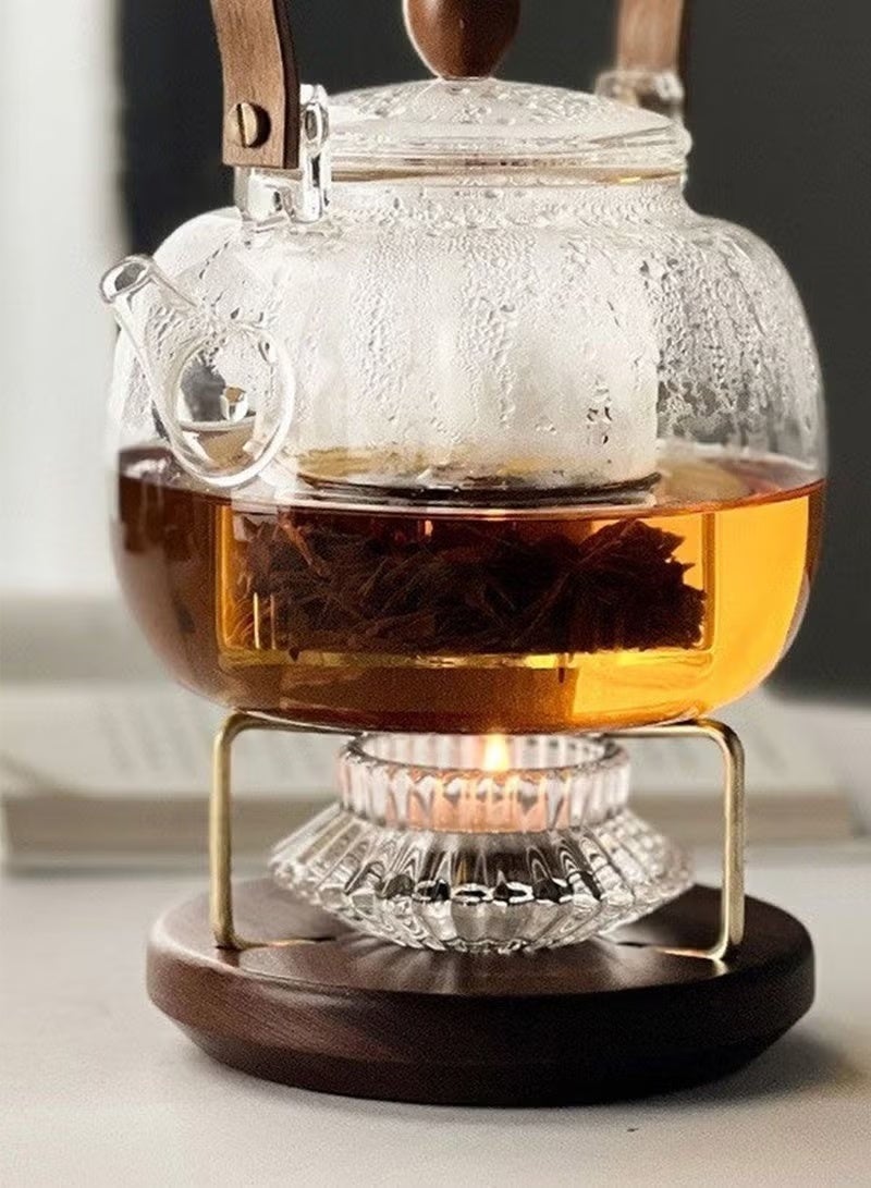 Walnut Wood Candle Teapot Warmer Base with Metal Holder, Constant Temperature Tea Heater for Glass Teapot & Dallah, Home & Majlis Decor - Image 5