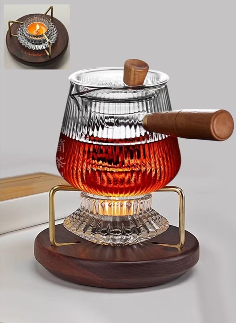 Walnut Wood Candle Teapot Warmer Base with Metal Holder, Constant Temperature Tea Heater for Glass Teapot & Dallah, Home & Majlis Decor - Image 4
