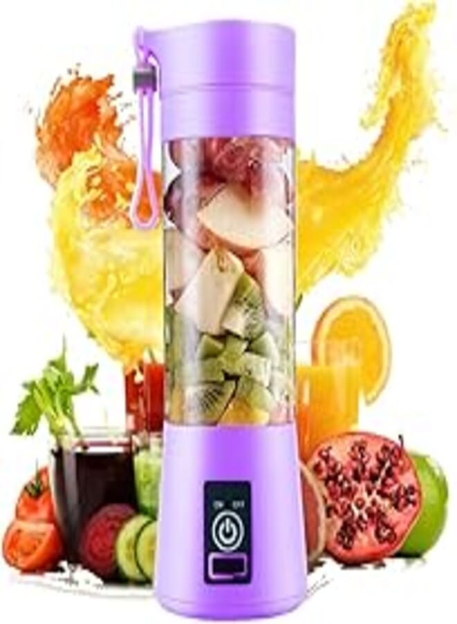 Portable USB Juice Blender for Trips and Travel, 380ml with 6 Blades for Juices and Vegetables All Colors