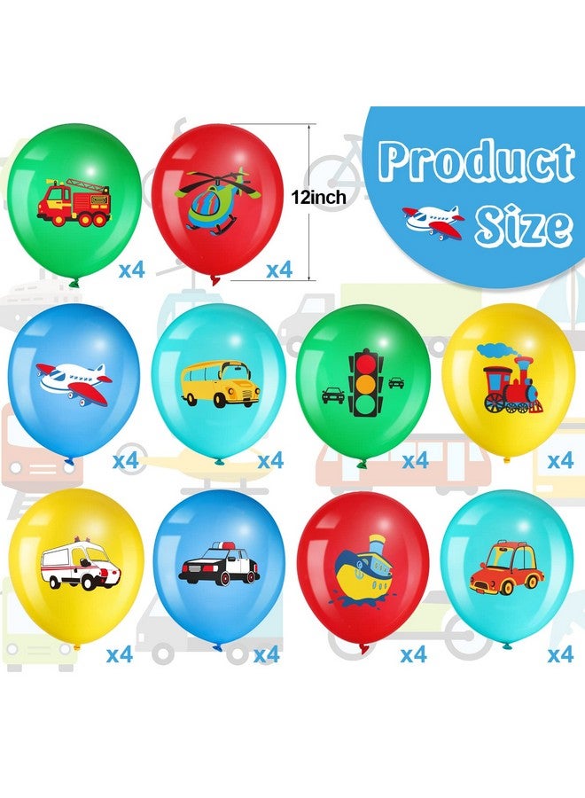 Threan 40 Pack Transportation Party Balloons Decorations Traffic Balloons Vehicle Latex Balloons Transport Party Supplies For Boys Kids Baby Shower Birthday Decoration - Image 3