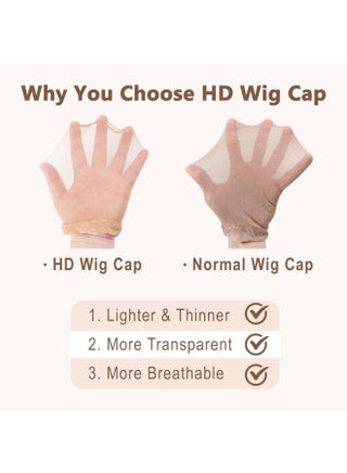 HD Wig Cap, 4 Pieces Invisible and Sheer Breathable Ultra-thin Stretchy Stocking Caps for Lace Front Wigs - view 3