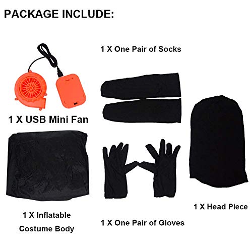 RHYTHMARTS Black Inflatable Costume Full Body Suit Halloween Christmas Costumes Fancy Dress Adult (Black) - Image 5