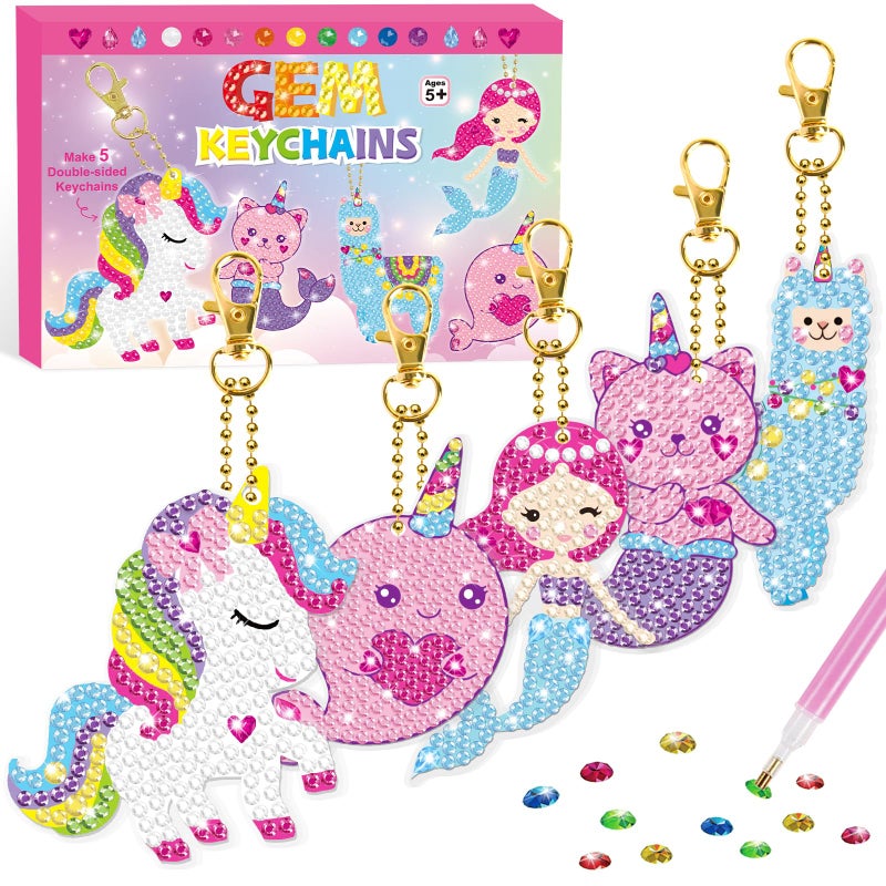 BANBBUR Arts and Crafts for Kids Ages 8125PCS Double Sided Diamond Art Keychains5D Gem Art for Kids Ages 48 Girls Birthday Gifts BAKY5 - Image 2
