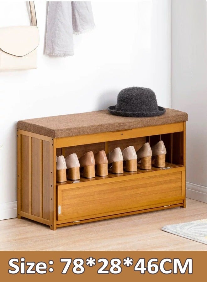 فاشون هوم منظم رف تخزين الأحذية متعدد الوظائف 2 في 1، بني، 78 × 28 × 46 سم - Image 3