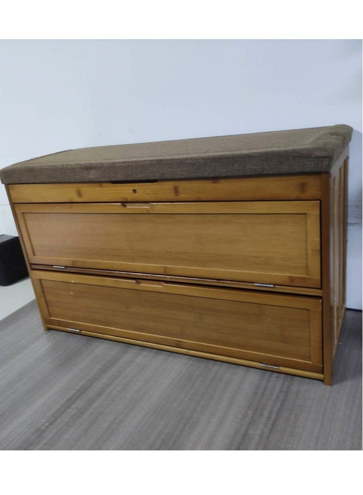 fashionhome 2 in 1 Multifunction Shoe Bench Storage Rack Organizer Brown 78x28x46 CM  - Image 2