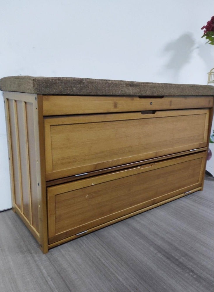 fashionhome 2 in 1 Multifunction Shoe Bench Storage Rack Organizer Brown 78x28x46 CM  - Image 3