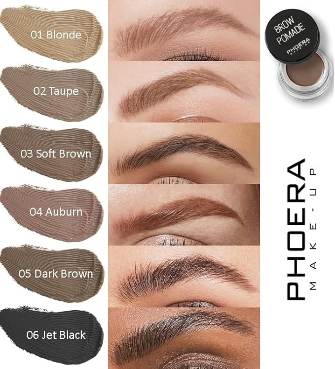 Phoera بومادة الحواجب من PHOERA مقاومة للماء تدوم 24 ساعة مقاومة للعرق 6 ألوان كريم جل 01 أشقر - Image 4