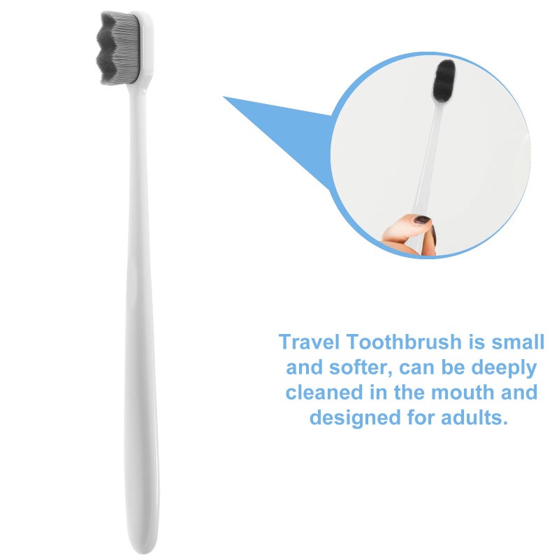 Extra Soft Manual Toothbrush 4 Pack Black Bristles White Handles For Adults Oral Care Travel - Image 4