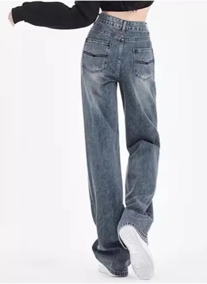 YUNIQEE Black Straight Fit High-Rise Light Fade Jeans