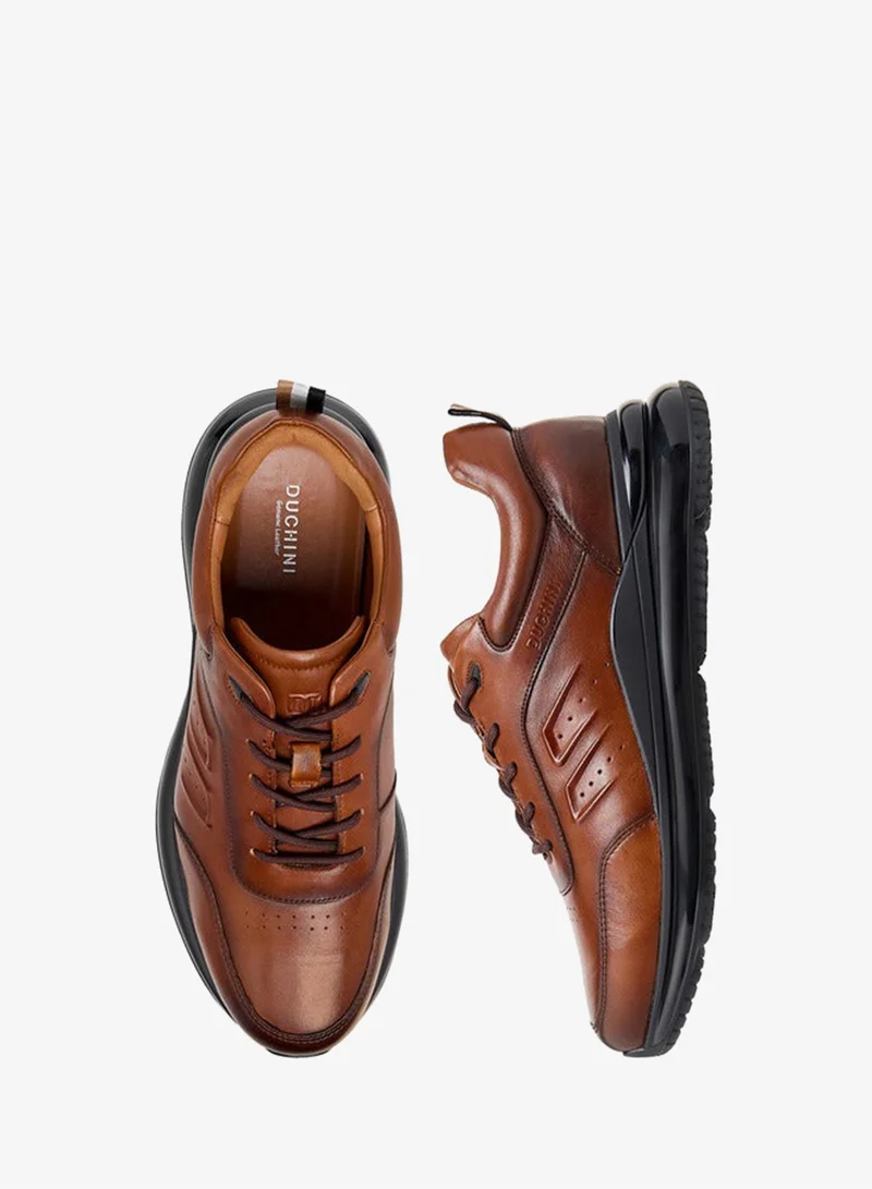 DUCHINI TAN Men'S Leather Panelled Lace-Up Sneakers for Men | Best Price UAE