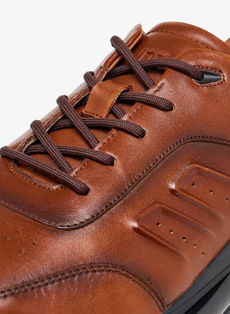 DUCHINI TAN Men'S Leather Panelled Lace-Up Sneakers for Men | Best Price UAE