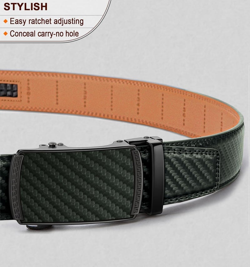 Contacts Genuine Leather Belt for Men with Autolock Buckle - Micro Adjustable Belt Fit Everywhere | Formal & Casual | Elegant Gift Box (30 Dark Green)… - Image 3