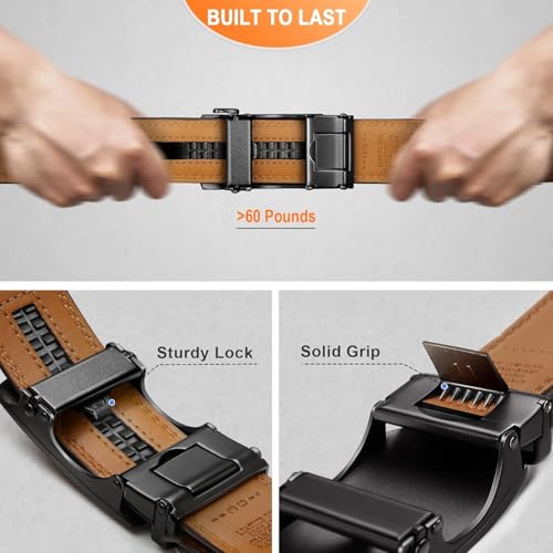 Contacts Genuine Leather Belt for Men with Autolock Buckle - Micro Adjustable Belt Fit Everywhere | Formal & Casual | Elegant Gift Box (30 Dark Green)… - Image 5